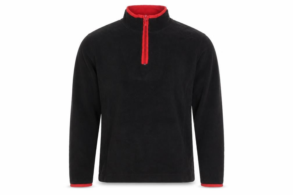 Front view of PB Sport Men's Black Fleece 1/4 Zip Pullover Sweatshirt, size L