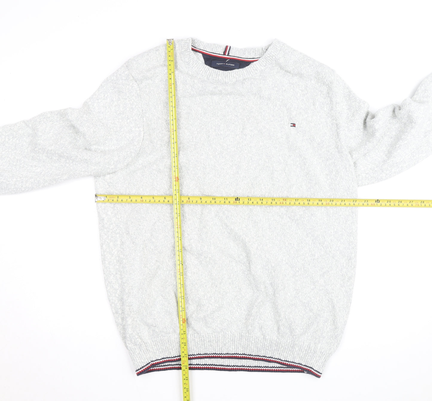 Tommy Hilfiger Men's Grey Cotton Wool Pullover Jumper Size L