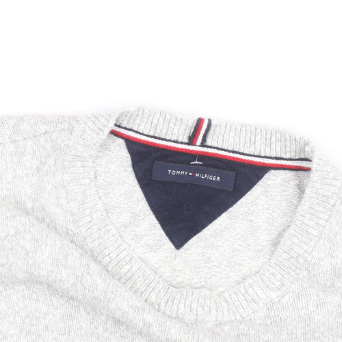 Tommy Hilfiger Men's Grey Cotton Wool Pullover Jumper Size L