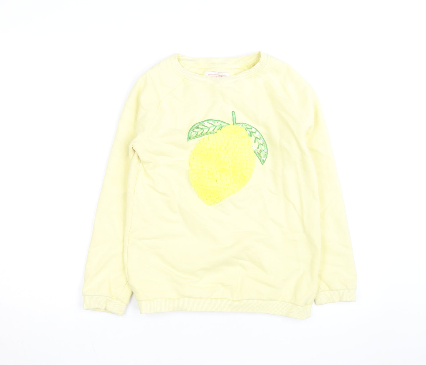 FatFace Teens Yellow Lemon Sequin Pullover Sweatshirt 12 Slim