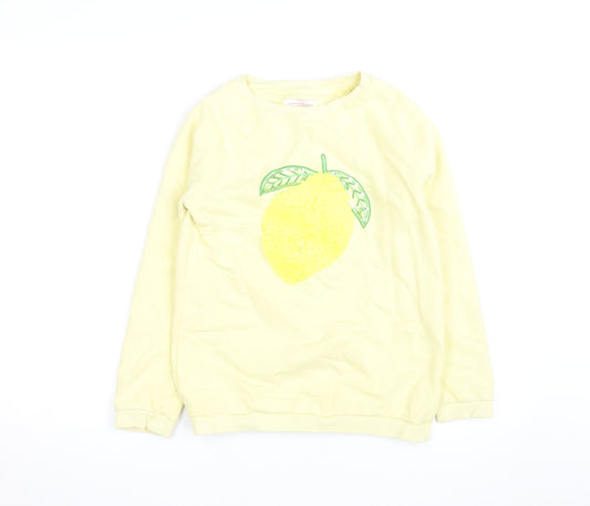 FatFace Teens Yellow Lemon Sequin Pullover Sweatshirt 12 Slim