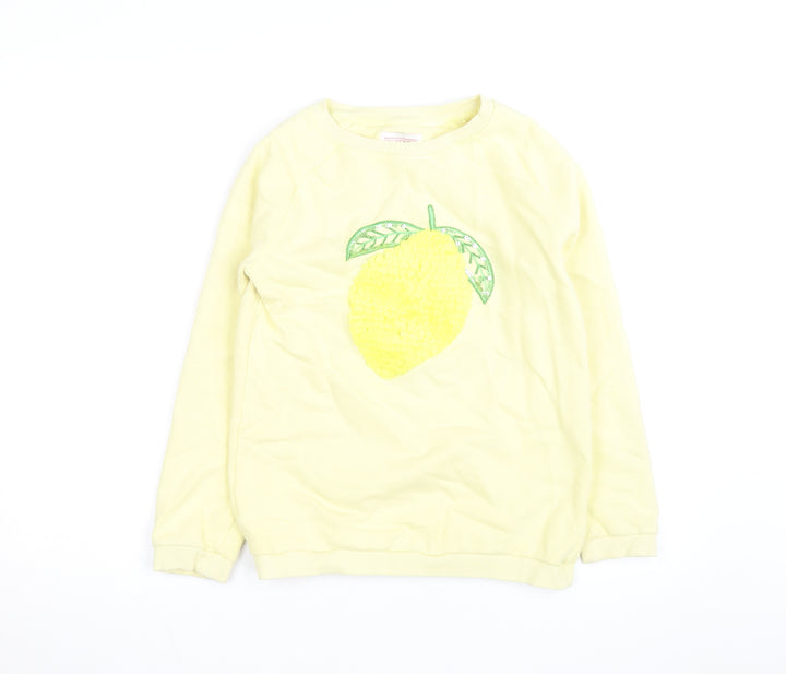 FatFace Teens Yellow Lemon Sequin Pullover Sweatshirt 12 Slim