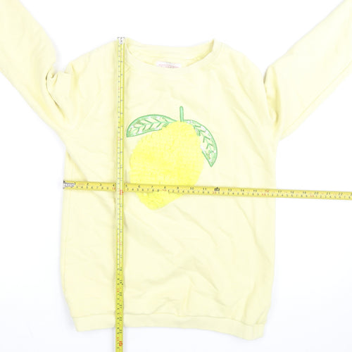 FatFace Teens Yellow Lemon Sequin Pullover Sweatshirt 12 Slim