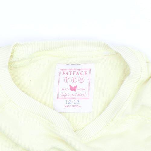FatFace Teens Yellow Lemon Sequin Pullover Sweatshirt 12 Slim