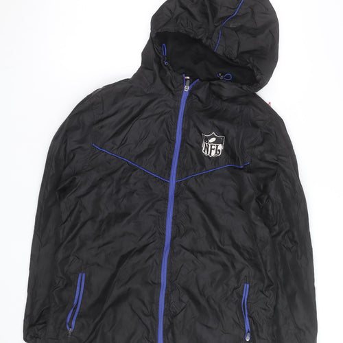 NFL Men’s Black Windbreaker Jacket Hooded Full Zip Size S