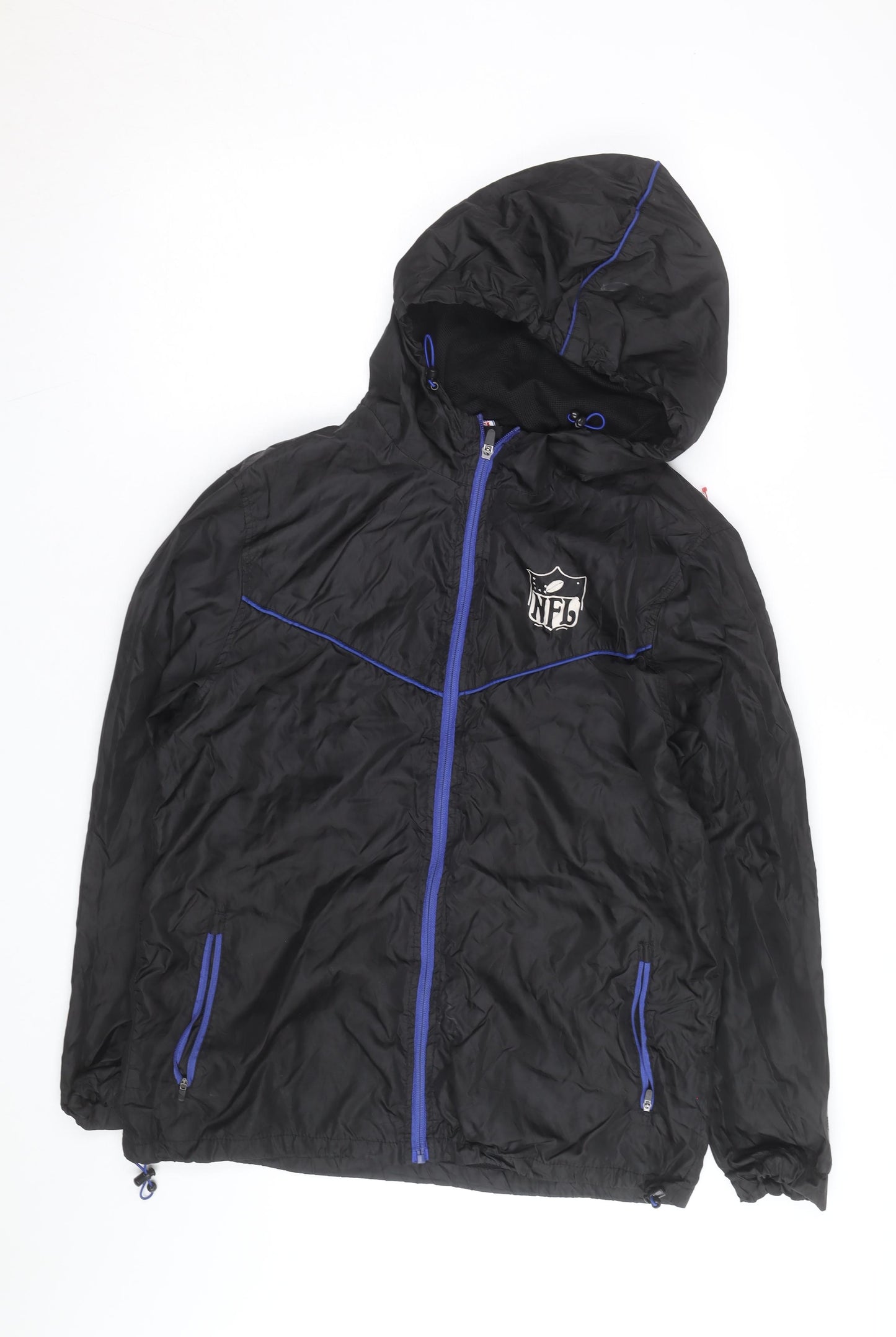 NFL Men’s Black Windbreaker Jacket Hooded Full Zip Size S