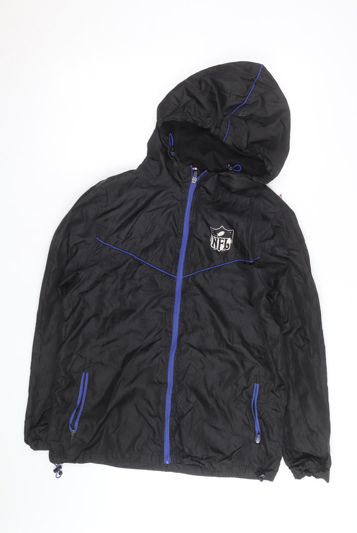 NFL Men’s Black Windbreaker Jacket Hooded Full Zip Size S