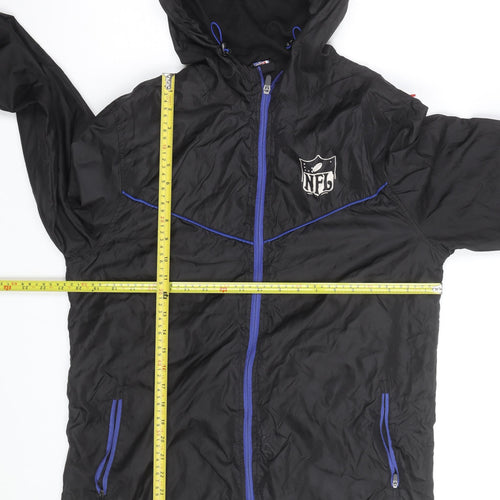 NFL Men’s Black Windbreaker Jacket Hooded Full Zip Size S