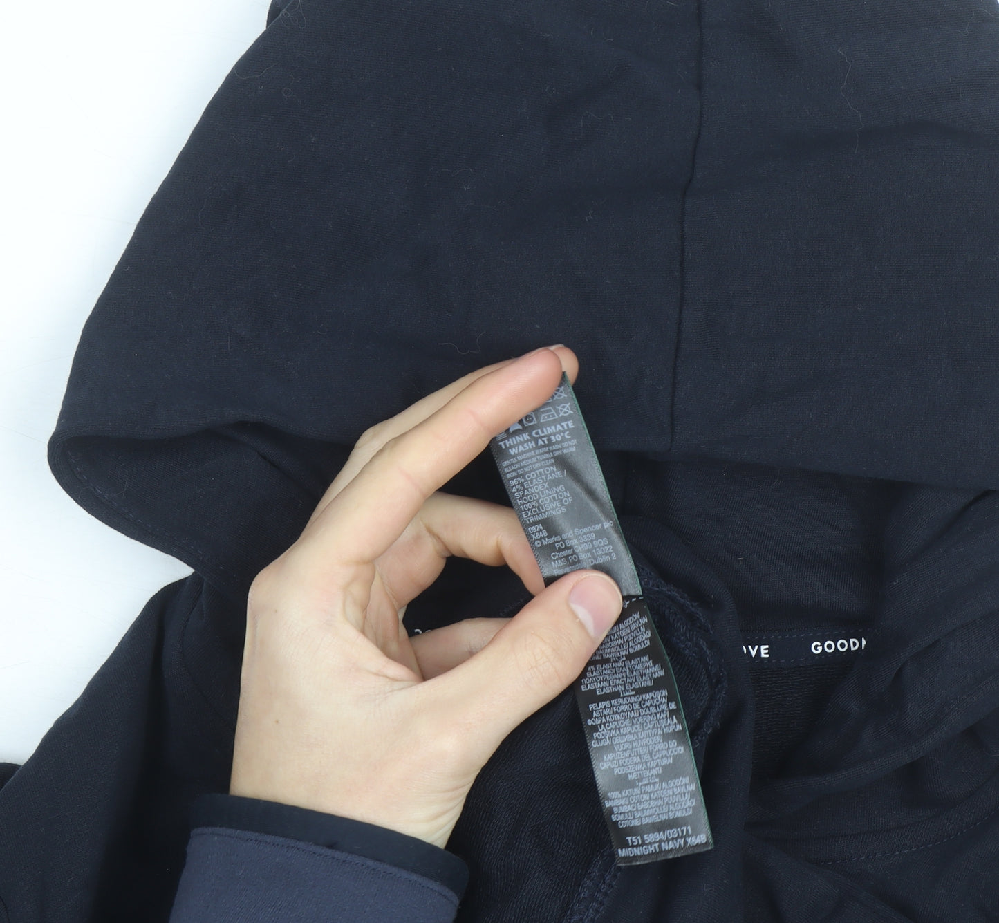 Marks and Spencer Goodmove Men’s Blue Full Zip Hoodie Size L