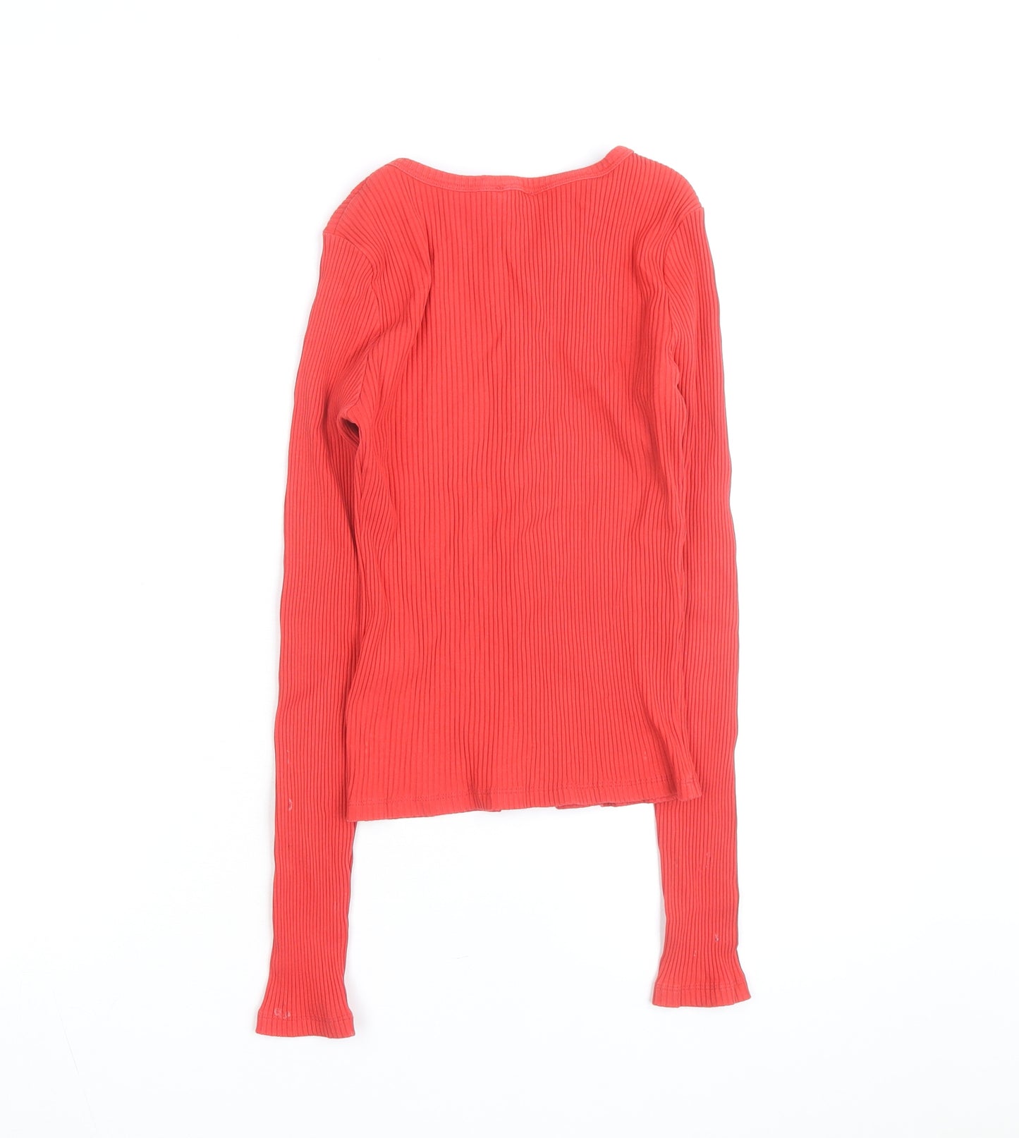 River Island Women Red Ribbed Button Cardigan Size 10