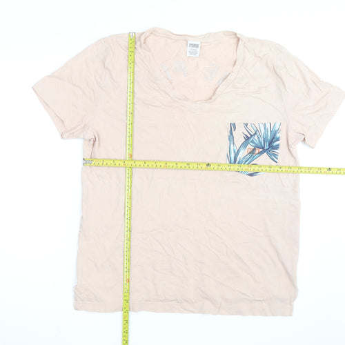 Victoria's Secret PINK Womens Beige Sequin Pocket T-Shirt Size L