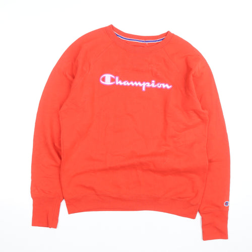 Champion Men's Red Crew Neck Logo Pullover Sweatshirt M