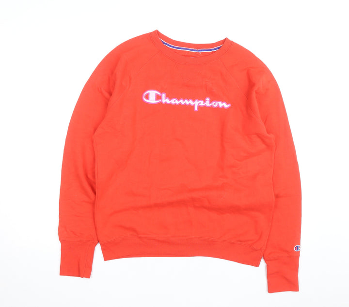 Champion Men's Red Crew Neck Logo Pullover Sweatshirt M