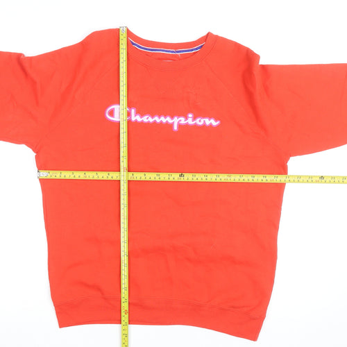 Champion Men's Red Crew Neck Logo Pullover Sweatshirt M