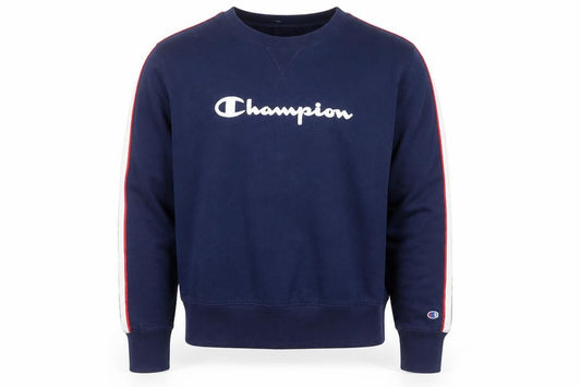 Front view of Champion Men's Blue Logo Pullover Sweatshirt, size M