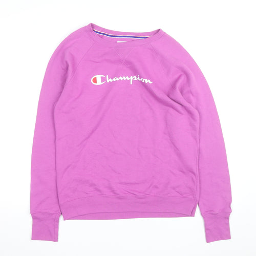 Champion Mens Purple Pullover Sweatshirt M Crew Neck Logo Athletic