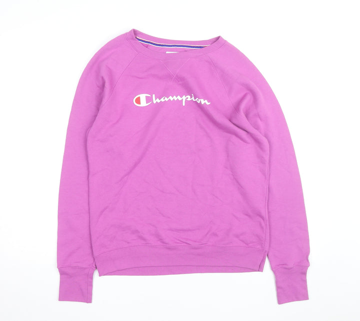 Champion Mens Purple Pullover Sweatshirt M Crew Neck Logo Athletic