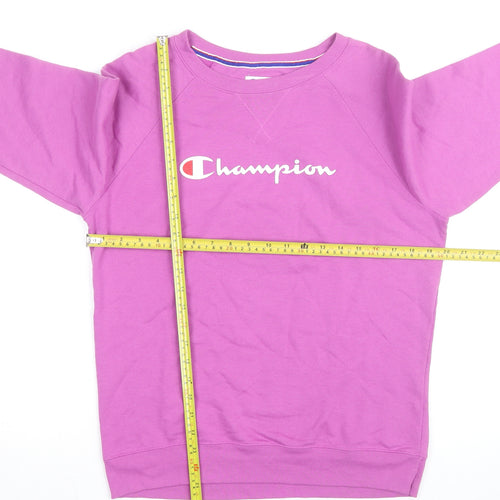 Champion Mens Purple Pullover Sweatshirt M Crew Neck Logo Athletic