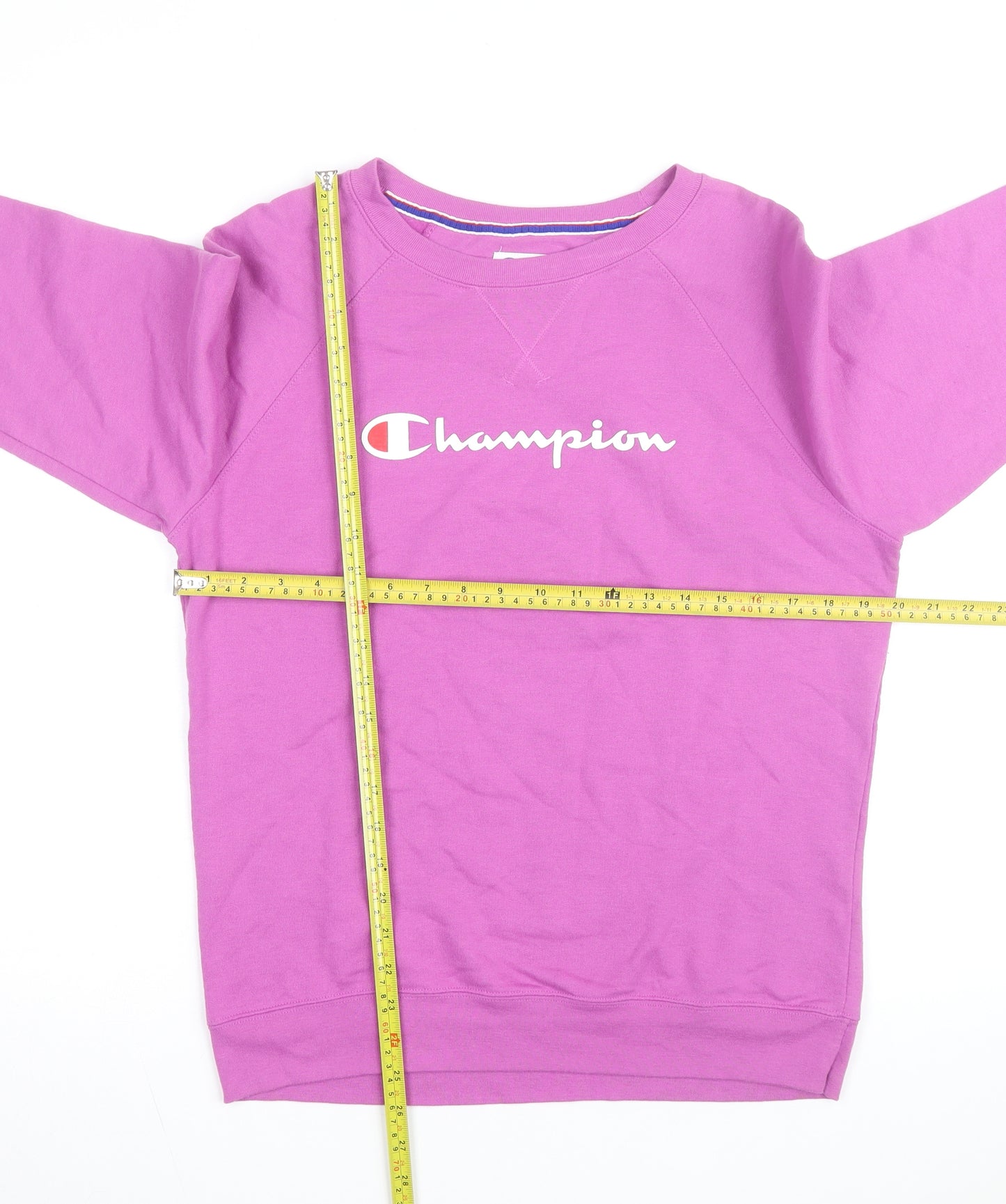 Champion Mens Purple Pullover Sweatshirt M Crew Neck Logo Athletic