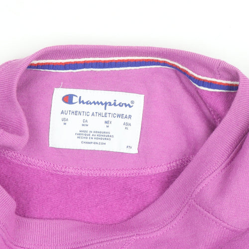 Champion Mens Purple Pullover Sweatshirt M Crew Neck Logo Athletic