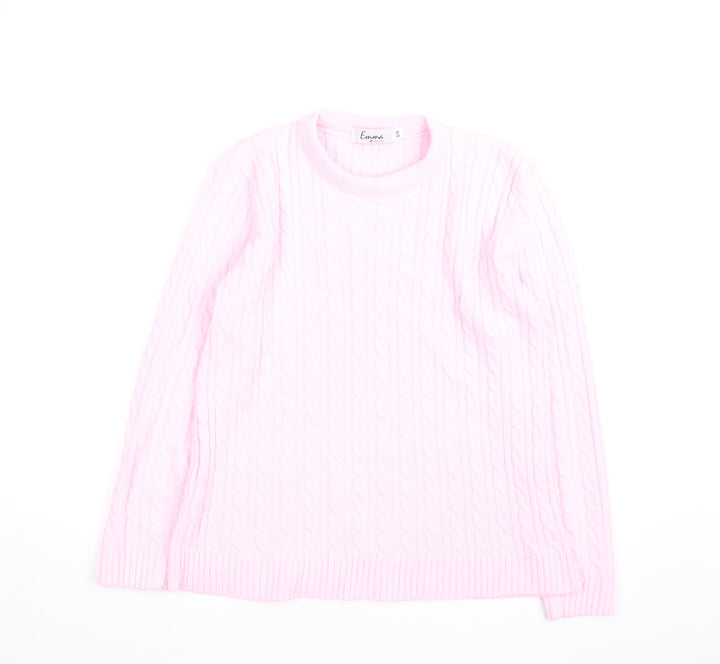 Emma Collection Women's Pink Cable-Knit Pullover Jumper S