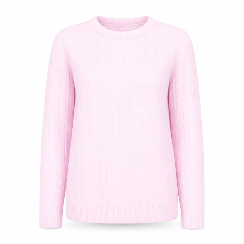 Front view of Emma Collection Women's Pink Cable-Knit jumper S