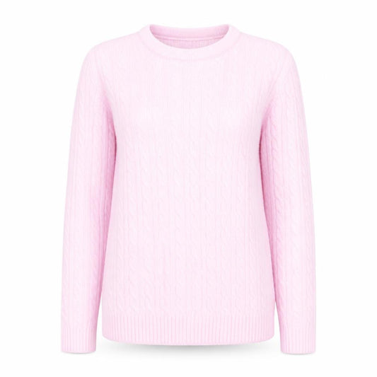 Front view of Emma Collection Women's Pink Cable-Knit jumper S