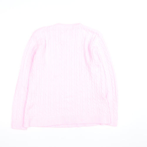 Emma Collection Women's Pink Cable-Knit Pullover Jumper S