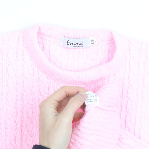 Emma Collection Women's Pink Cable-Knit Pullover Jumper S