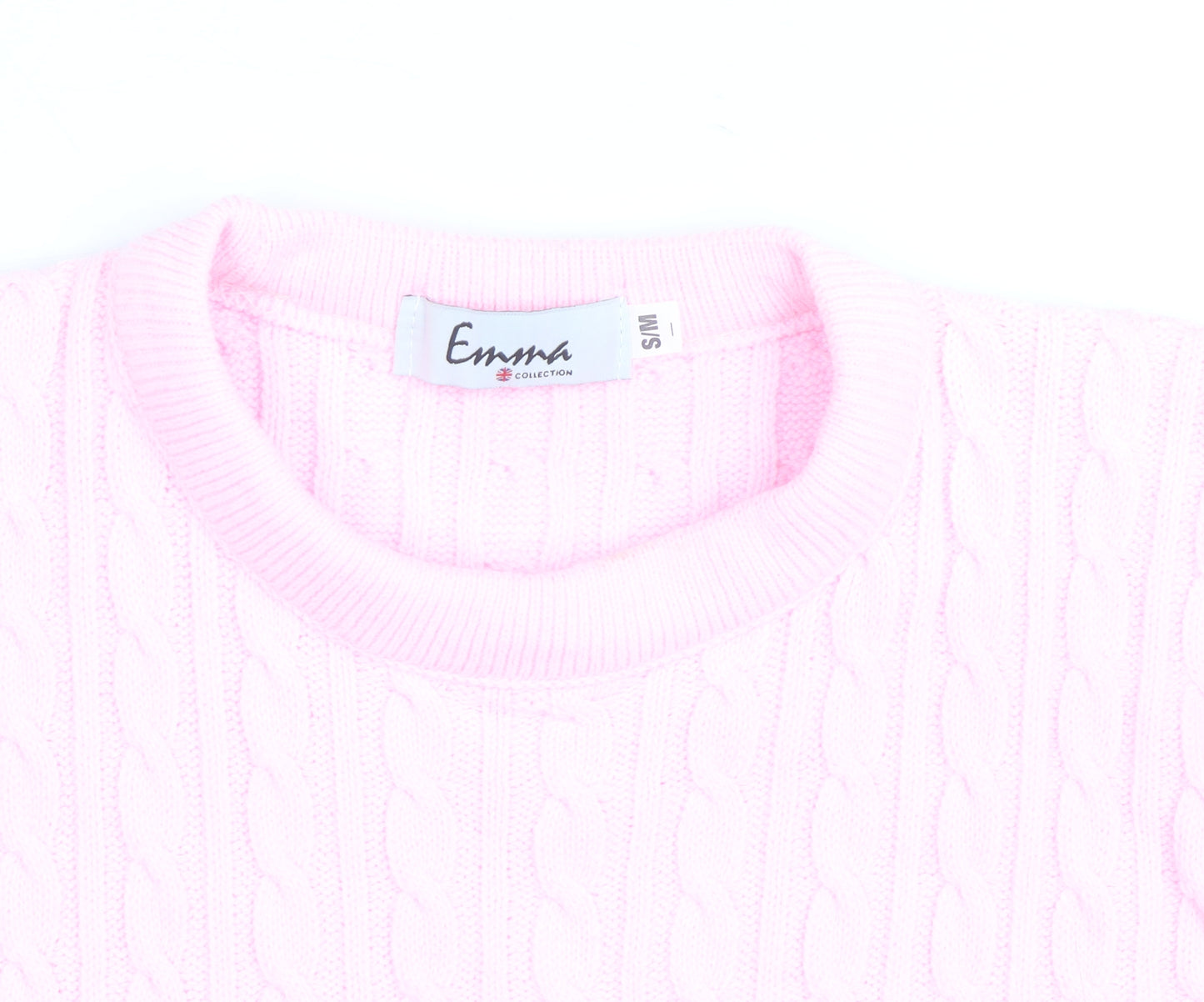 Emma Collection Women's Pink Cable-Knit Pullover Jumper S