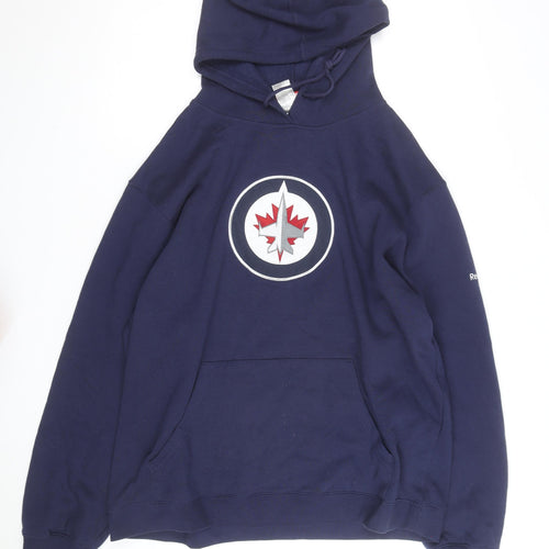 Reebok Men’s Blue XL Pullover Hoodie Sweatshirt Sports Graphic