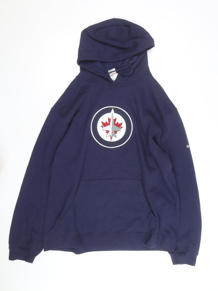 Reebok Men’s Blue XL Pullover Hoodie Sweatshirt Sports Graphic
