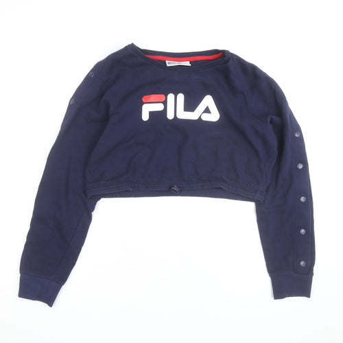Fila Women's Navy Blue Cropped Pullover Sweatshirt Size L