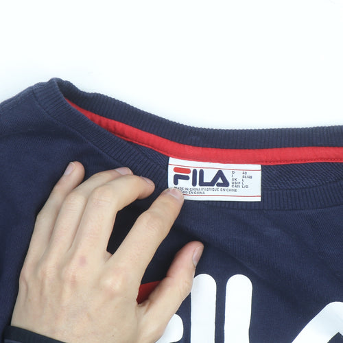 Fila Women's Navy Blue Cropped Pullover Sweatshirt Size L