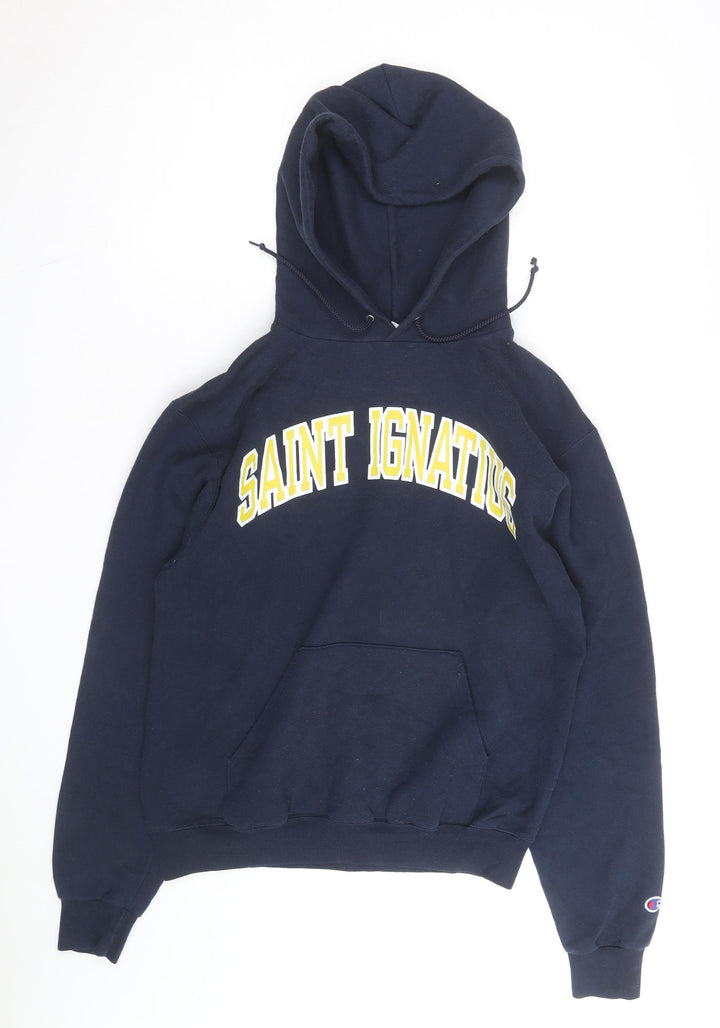 Champion Men's Blue Pullover Hoodie Small Saint Ignatius Graphic