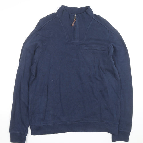 Duluth Trading Co Men's Blue Cotton 1/4 Zip Jumper Size L Relaxed Fit