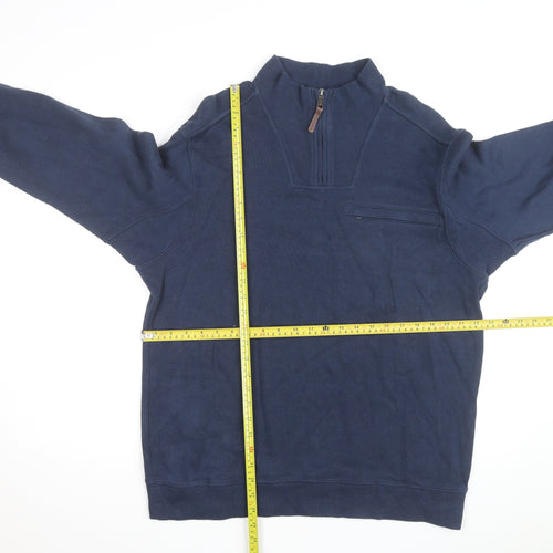 Duluth Trading Co Men's Blue Cotton 1/4 Zip Jumper Size L Relaxed Fit