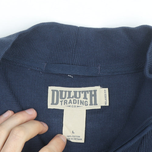 Duluth Trading Co Men's Blue Cotton 1/4 Zip Jumper Size L Relaxed Fit