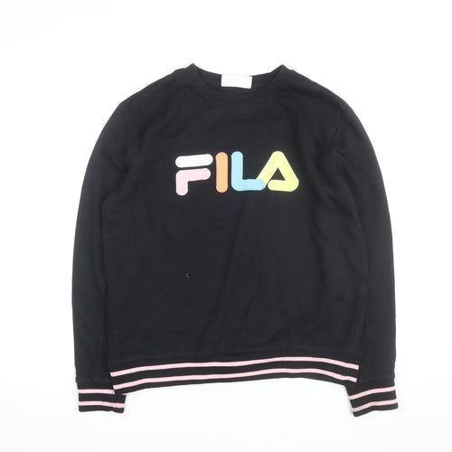 Fila Men's Black Logo Sweatshirt L Crew Neck Pullover Jumper