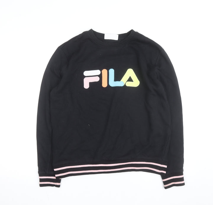 Fila Men's Black Logo Sweatshirt L Crew Neck Pullover Jumper