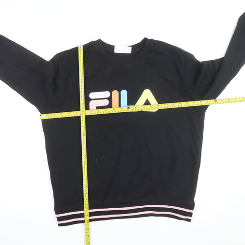 Fila Men's Black Logo Sweatshirt L Crew Neck Pullover Jumper