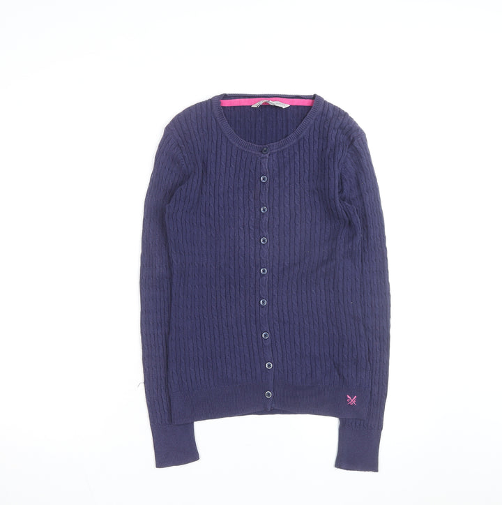 Crew Clothing Co Women's Navy Cotton Cable Knit Cardigan Size 10