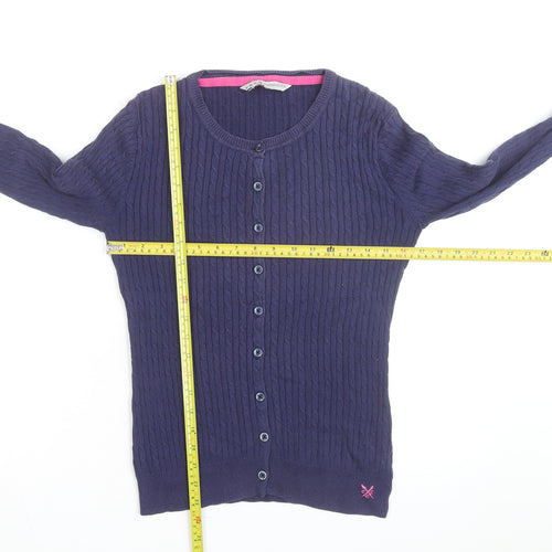 Crew Clothing Co Women's Navy Cotton Cable Knit Cardigan Size 10