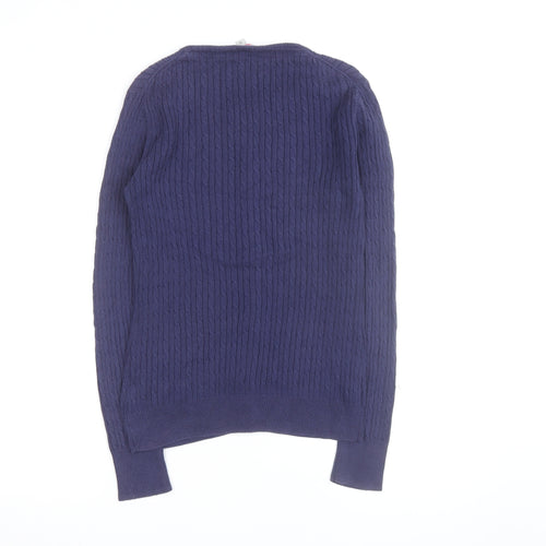 Crew Clothing Co Women's Navy Cotton Cable Knit Cardigan Size 10