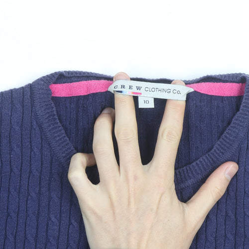 Crew Clothing Co Women's Navy Cotton Cable Knit Cardigan Size 10