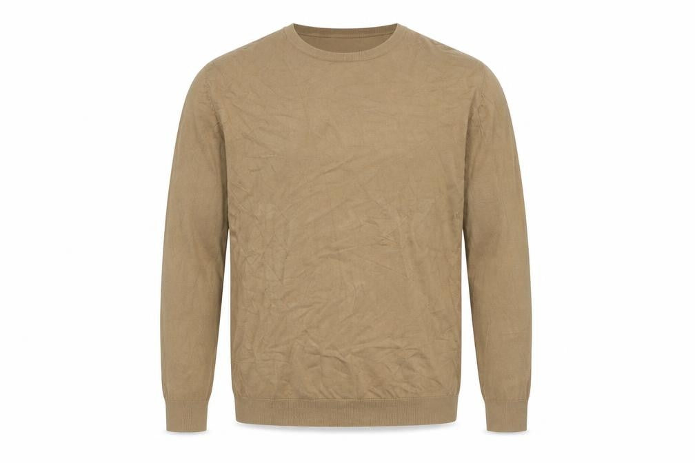 Front view of Zara Men Beige Cotton Blend Crew Neck jumper M