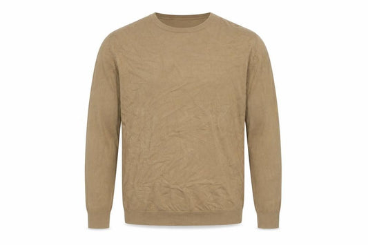 Front view of Zara Men Beige Cotton Blend Crew Neck jumper M