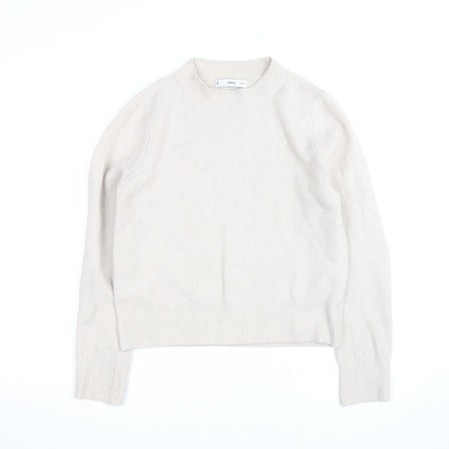 MNG Women’s Beige Wool Cashmere Crew Neck Jumper Size S