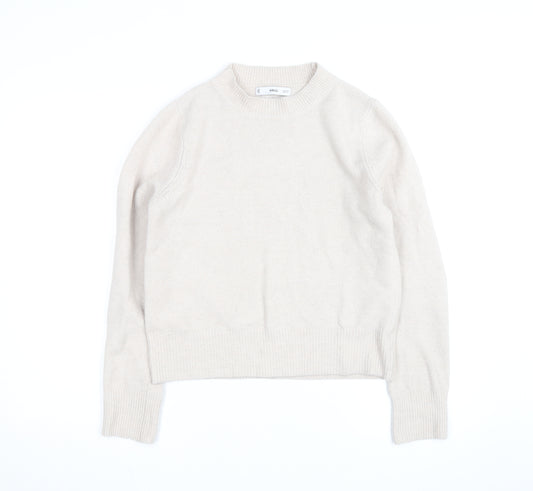 MNG Women’s Beige Wool Cashmere Crew Neck Jumper Size S