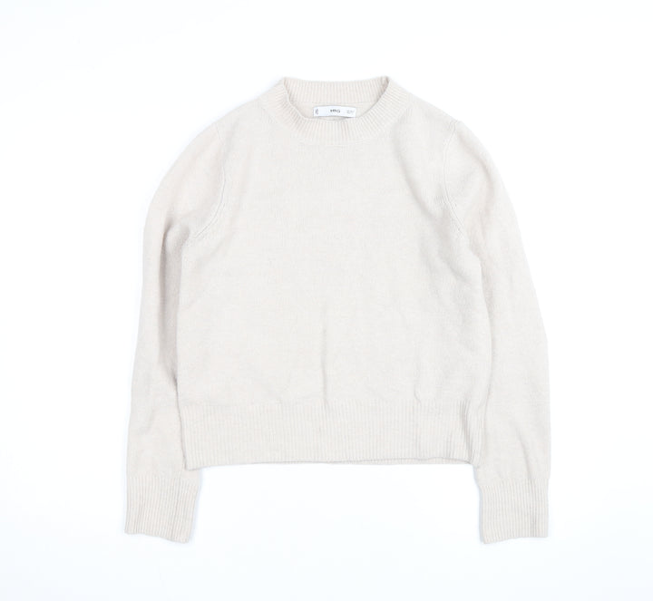 MNG Women’s Beige Wool Cashmere Crew Neck Jumper Size S